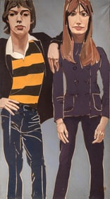 A fabulous large painting of Mick Jagger and Françoise Hardy