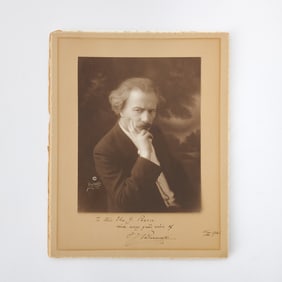 An inscription by, and portrait photograph of, the Polish composer and diplomat, Paderewski