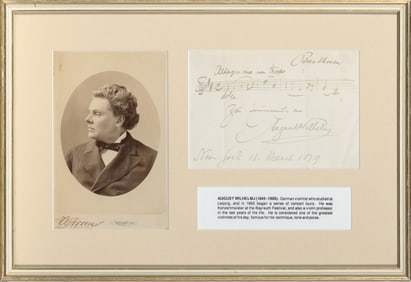 A signed musical quotation by the violin prodigy August Wilhelmj