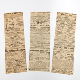 A group of three late-nineteenth century New York City theatre broadsheets