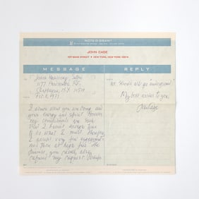 A note from John Cage suggesting, "Perhaps we should all go 'underground'"