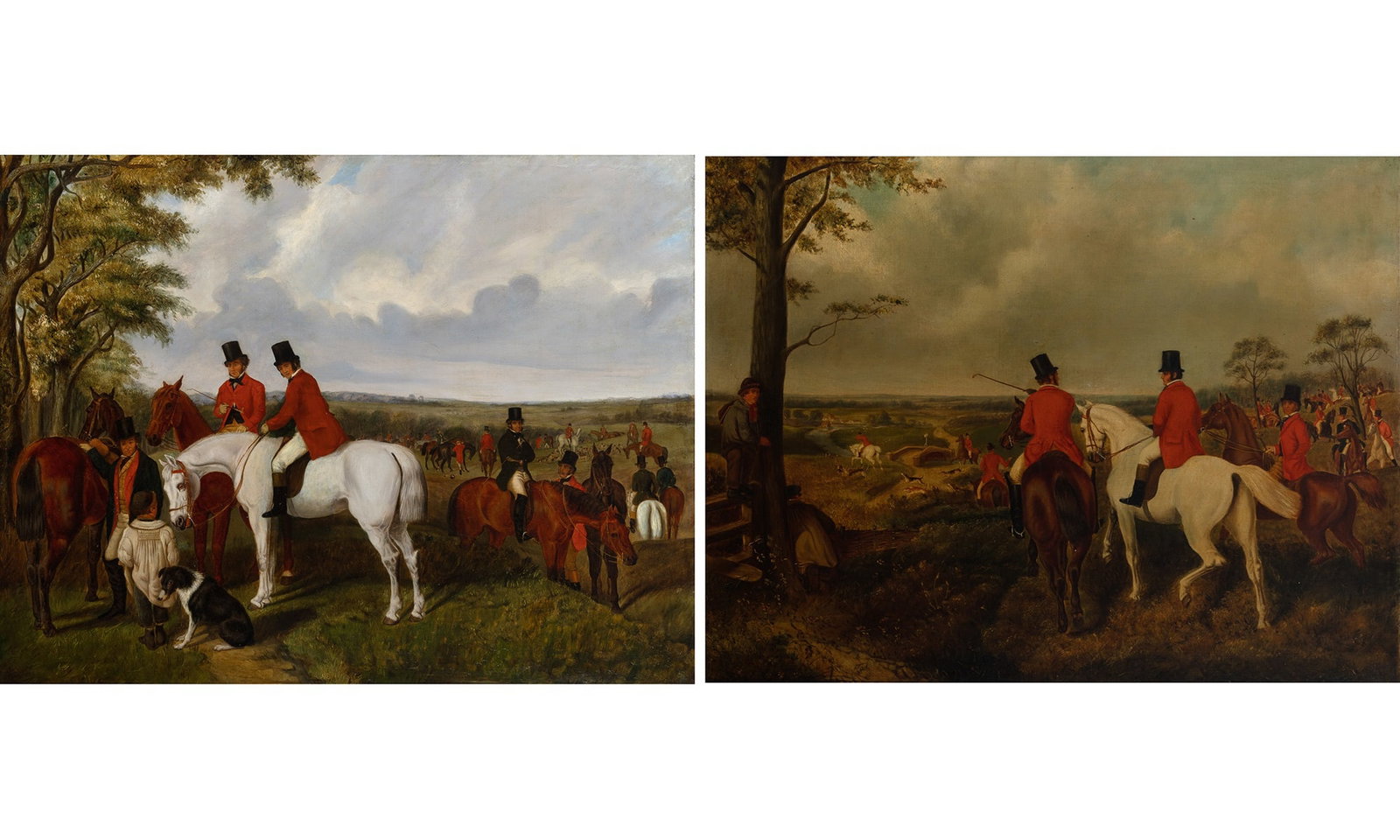 British School: 19th Century, in the Manner of Edward Benjamin Herberte Hunt Scenes: Two Oil on canvas Each 27 1/4 x 35 1/2 inches (69.2 x 90.2 cm)