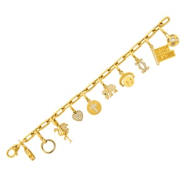 Cartier Gold and Diamond Charm Bracelet