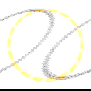 Cartier Tricolor Gold Necklace: 18 kt. yellow, white and rose gold, signed Cartier, no. 197, partially obscured, ap. 42 dwts. Length 15 inches. Width 1/4 inch.