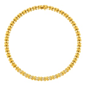 Tiffany & Co. Gold and Diamond 'X' Necklace