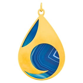 Bulgari Gold and Blue Agate Pendant