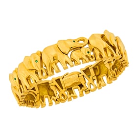 Cartier Gold and Emerald Elephant Bracelet, France