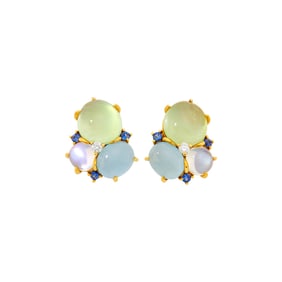 Seaman Schepps Pair of Gold, Gem-Set and Diamond 'Bubble' Earrings