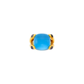 Verdura Gold, Cabochon Blue Topaz and Iolite 'Candy' Ring
