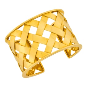 Verdura Gold 'Criss Cross' Cuff Bangle Bracelet