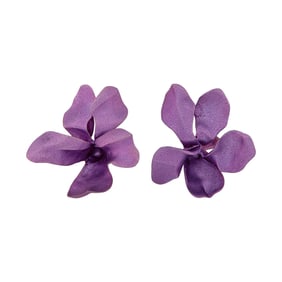 JAR Pair of Purple Aluminum and Gold Orchid Flower Earclips