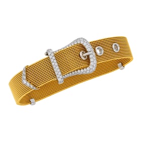 Tiffany & Co. Gold, Platinum and Diamond Mesh Buckle Bracelet