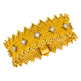 Georges L'Enfant Gold, Platinum and Diamond Bracelet, France