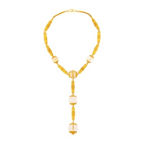 Granulated Gold and Rock Crystal Bead Pendant-Necklace