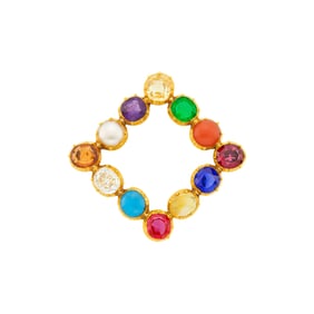 Antique Gold, Diamond and Gem-Set Harlequin Brooch