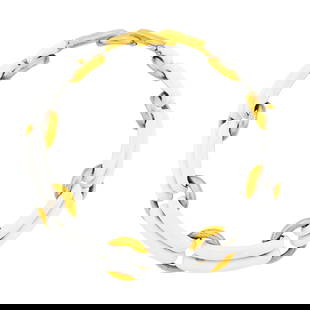 David Webb Hammered Gold and White Enamel Link Necklace: 18 kt., necklace signed Webb, hammered gold extender link unsigned, minor enamel loss, ap. 180 dwts. Lengths 14 3/8 and 18 1/4 inches (with extender).  Few chips to white ena