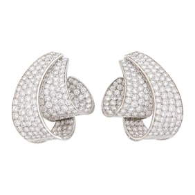Pair of White Gold and Diamond Earclips