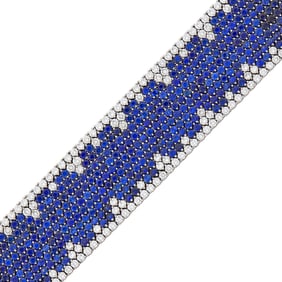 Fred Leighton Wide White Gold, Sapphire and Diamond Bracelet