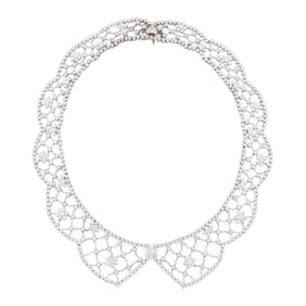 White Gold and Diamond Bib Necklace