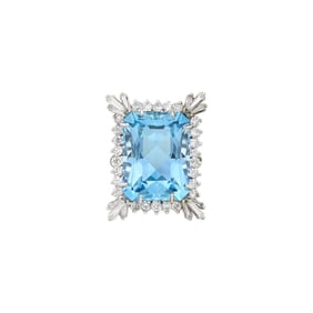 White Gold, Aquamarine and Diamond Ring