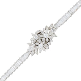 Universal Geneve Platinum and Diamond Bracelet-Watch