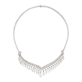 Platinum and Diamond Fringe Necklace