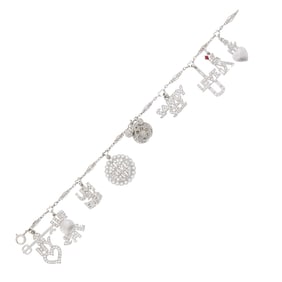 Platinum and Diamond Charm Bracelet