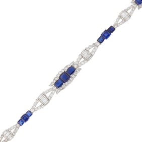 S. J. Rood Platinum, Sapphire and Diamond Bracelet