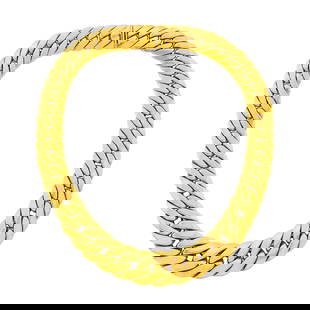 Gold Curb Link Necklace: 18 kt., ap. 58.8 dwts. Length 16 1/8 inches. Width 3/4 to 9/16 inch.