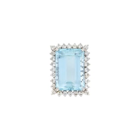White Gold, Aquamarine and Diamond Ring