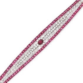 White Gold, Ruby and Diamond Bracelet