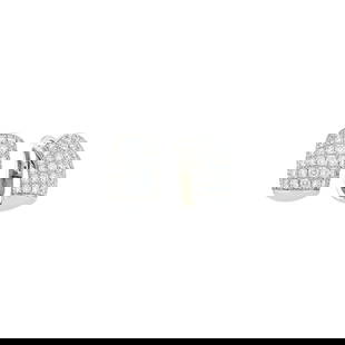 Piaget Pair of White Gold and Diamond Earclips: 18 kt., 82 round diamonds ap. 3.35 cts., signed Piaget, with maker's mark, no. B74556, ap. 9 dwts.  Diamonds: G-H-VS. Clip-backs. 5/8 x 7/16 inch.