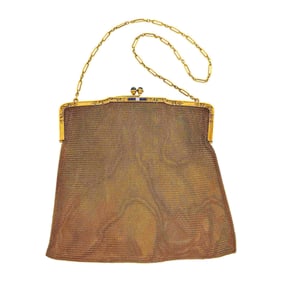 Cartier Antique Gold, Diamond and Sapphire Mesh Evening Bag