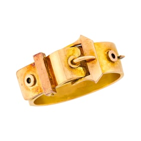 Antique Two-Color Gold Buckle Bangle Bracelet