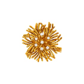 Tiffany & Co. Gold and Diamond Flower Spray Clip-Brooch