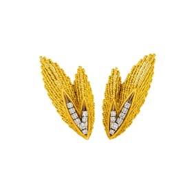 Cartier Pair of Gold and Diamond Earclips, France
