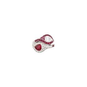 Platinum, Ruby and Diamond Crossover Ring