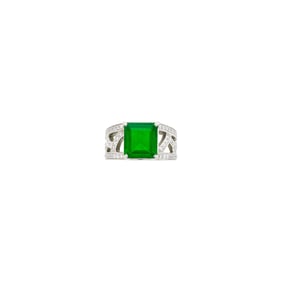 Platinum, Emerald and Diamond Ring