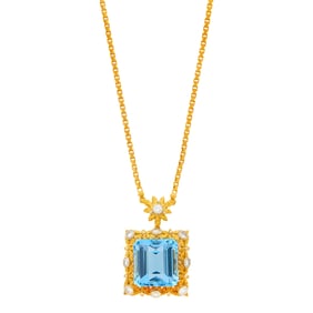 Buccellati Gold, Aquamarine and Diamond Pendant-Necklace
