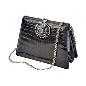Judith Leiber Midnight Blue Crocodile Clutch