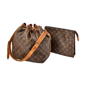 Louis Vuitton Monogram Coated Canvas and Leather Bucket Bag and Pouch