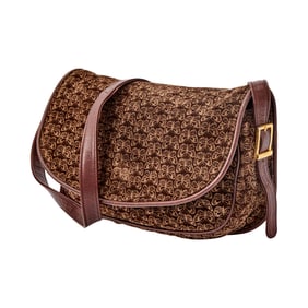 Bottega Veneta Brown Suede Butterfly Print Flap Bag