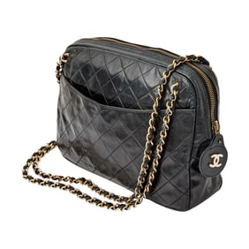 Chanel Vintage Black Quilted Lambskin Leather Bag