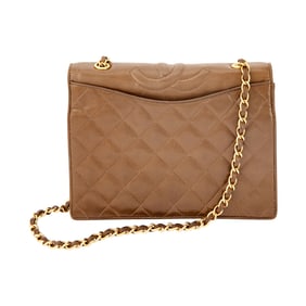 Chanel Brown Lambskin Quilted Leather Bag