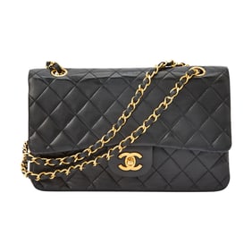 Chanel Black Lambskin Quilted Leather Double Flap Bag