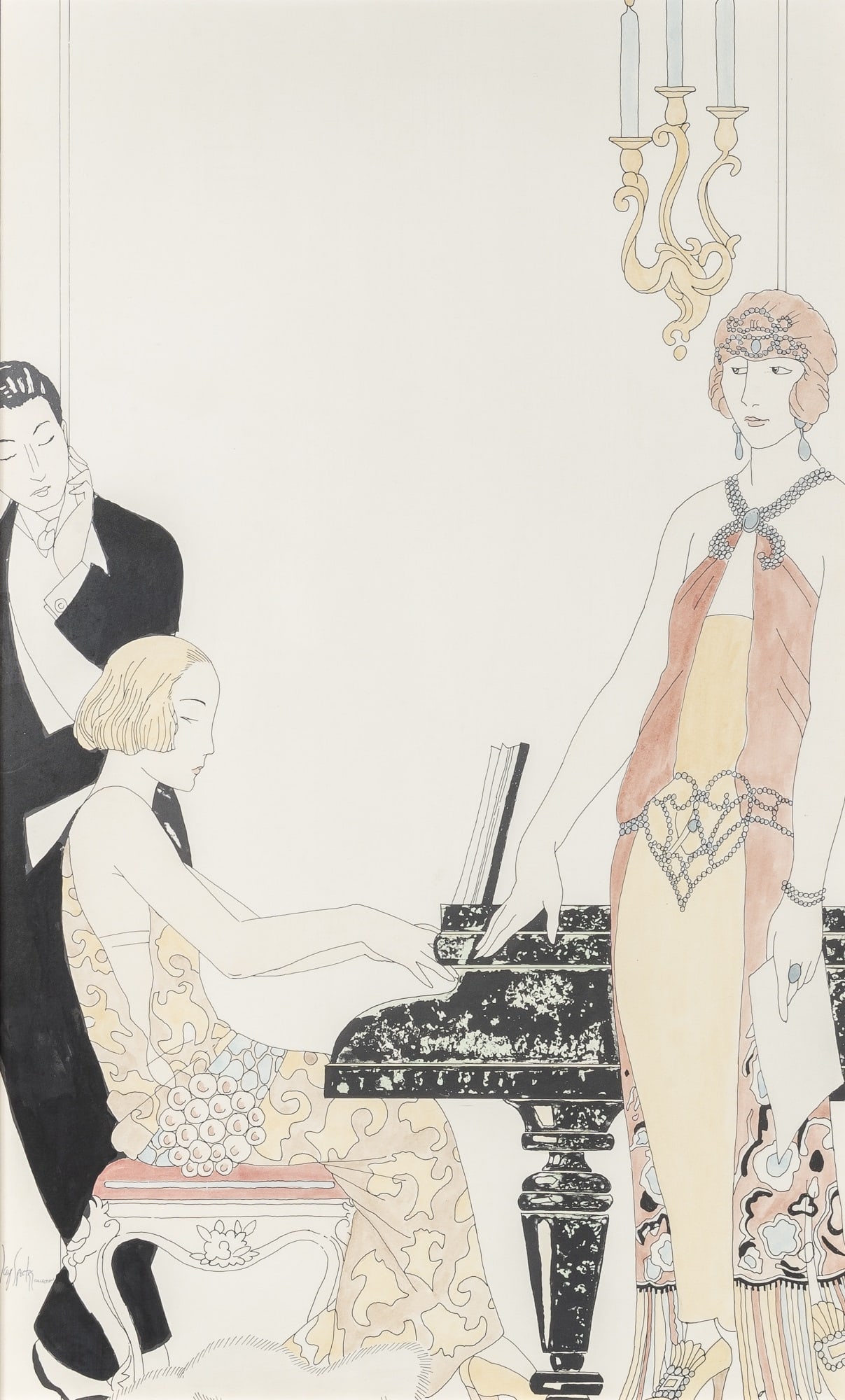 After Georges Barbier: Incantation Inscribed The Jay Spectre Collection (ll) Ink and watercolor on paper 32 x 20 inches (81.3 x 50.8 cm) (Framed 46 1/2 x 36 1/2 inches)