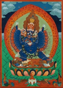 Large Mongolian Thangka of Yamantaka Yab Yum 20th Century