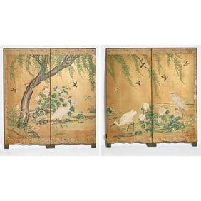 Japanese Four Panel Screen Edo Period