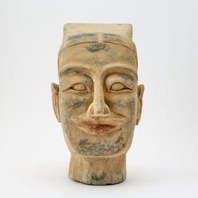 Chinese Painted Pottery Head 20th Century
