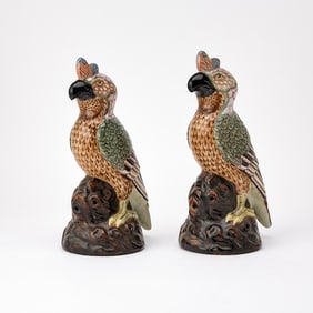 Pair of Chinese Porcelain Parrots
